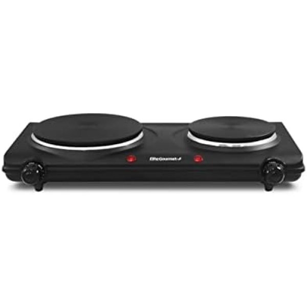 Elite Gourmet EDB-302BF Countertop Double Cast Iron Burner, 1500 Watts Electric