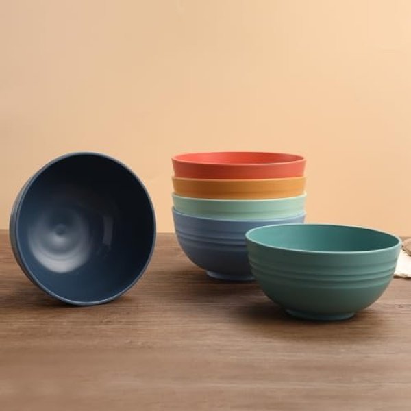 12 Pcs Unbreakable Cereal Bowls Set, 26 Oz Wheat Straw Bowls Set, Microwave - Image 7