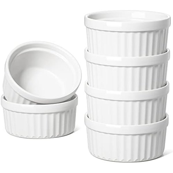 LE TAUCI Ramekins 4 OZ Oven Safe, Creme Brulee Ramekins, Pudding Custard Cups