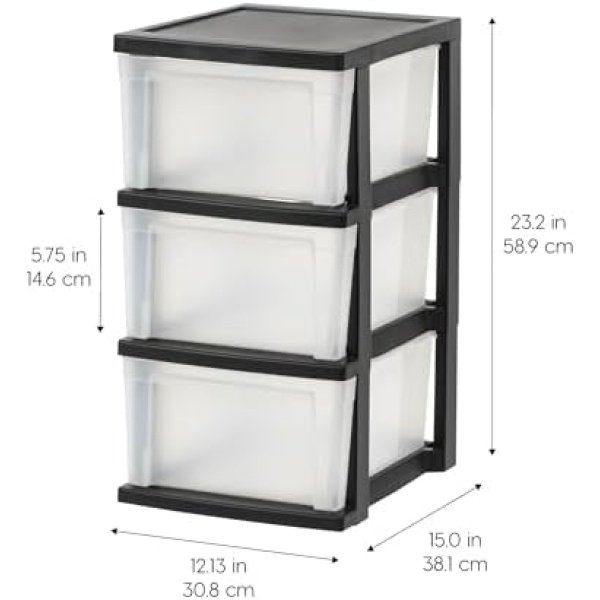 IRIS USA Plastic Drawer Storage Organizer, 3-Drawers, 2-Pack, for Classroom Art - Image 3