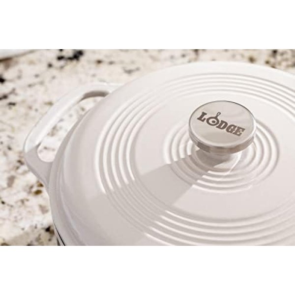 Lodge 6 Quart Enameled Cast Iron Dutch Oven with Lid – Dual Handles - Image 7