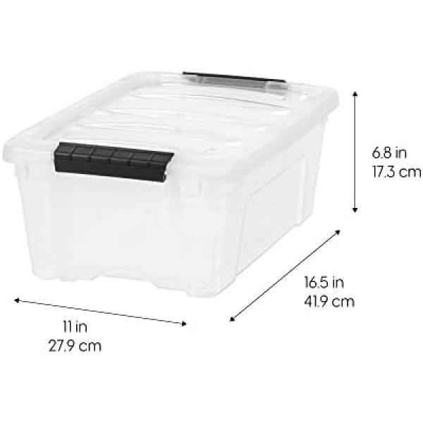 IRIS USA 13 Qt Stackable Plastic Storage Bins with Lids, 6 Pack - BPA-Free - Image 3