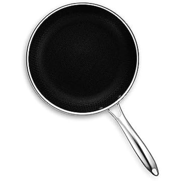 HexClad Hybrid Nonstick 10-Inch Frying Pan with Tempered Glass Lid, Stay-Cool - Image 3