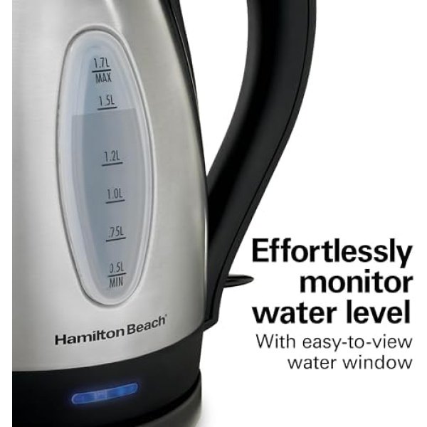 Hamilton Beach Electric Tea Kettle, Water Boiler & Heater, 1.7 Liter, Cordless - Image 6