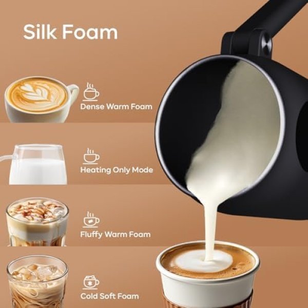 Portable 4-in-1 Milk Frother and Steamer with Foldable Handle, 8.5oz/250ml Hot & - Image 3