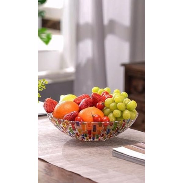 Hand Painted Colorful Woven Glass Crystal Salad & Fruit Bowl - Image 7
