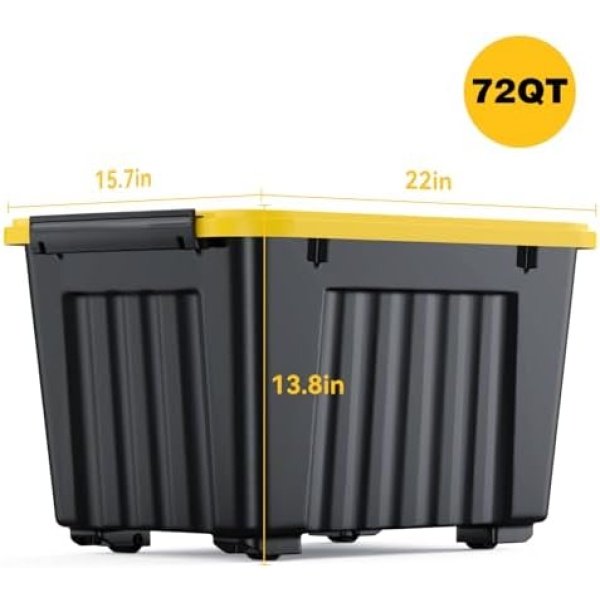 Nazhura 72Quart Plastic Storage Bin, Stackable and Nestable Storage Boxes - Image 3