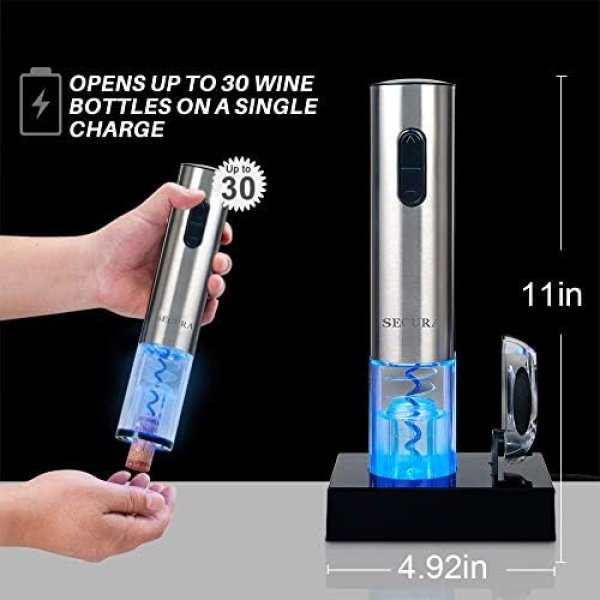 Secura Electric Wine Opener, Automatic Electric Wine Bottle Corkscrew Opener - Image 4