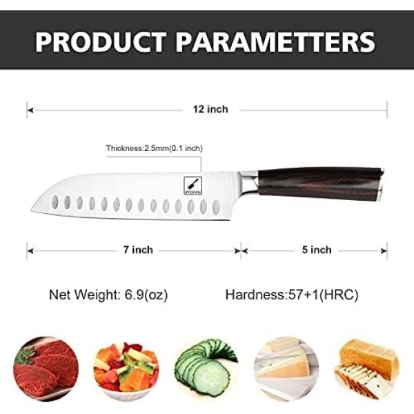 imarku Chef Knife 7 Inch Kitchen Knife Ultra Sharp Santoku Knife - Image 5
