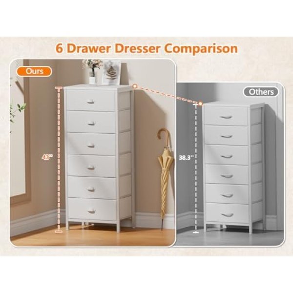 Furnulem White Tall Dresser for Bedroom,Vertical Storage Tower Unit and End - Image 3