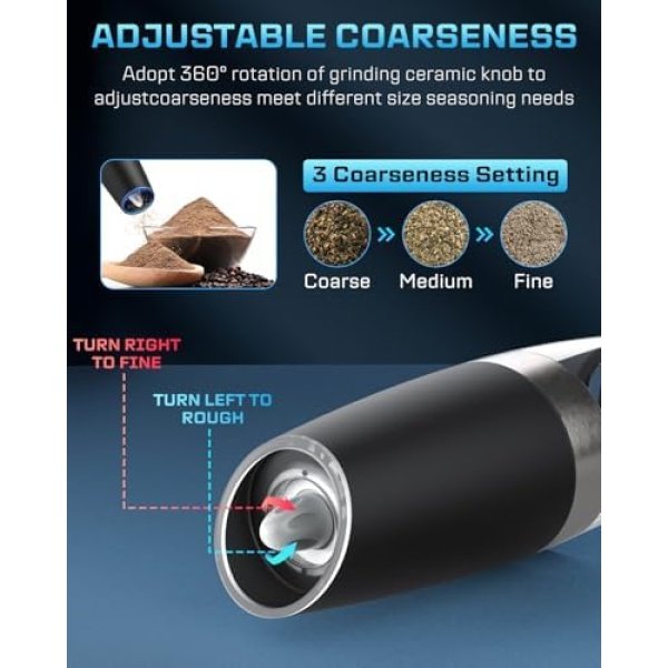 XinXu Gravity Automatic Electric Pepper and Salt Grinder, Auto Salt or Pepper - Image 4