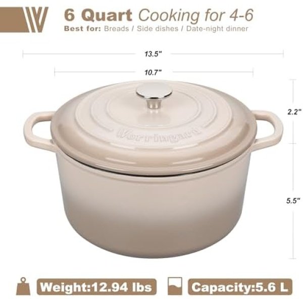 Enameled Cast Iron Dutch Oven Pot with Lid, for Sourdough Bread Baking, Round - Image 2