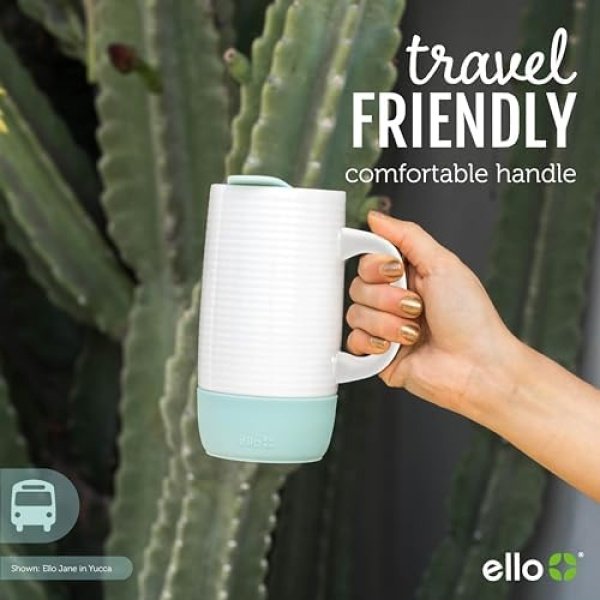 Ello Jane 18oz Ceramic Travel Mug with Handle, Splash-Resistant Slider Lid - Image 4