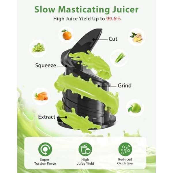 Juicer Machines, ECOSELF Cold Press Juicer with 4.35" Large Feed Chute Fit Whole - Image 3
