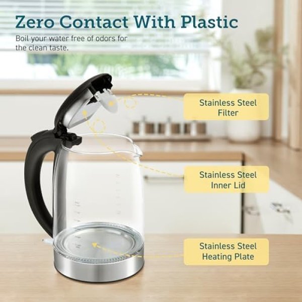 COSORI Electric Kettle, Tea Kettle Pot, 1.7L/1500W, Stainless Steel - Image 4