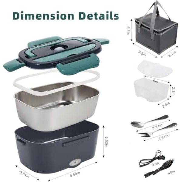 Electric Lunch Box Food Heater, 80W Portable Warmer for Car Truck Work - Image 5