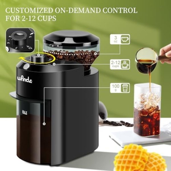 Wancle Electric Burr Coffee Grinder - Adjustable with 28 Precise Grind Settings - Image 4