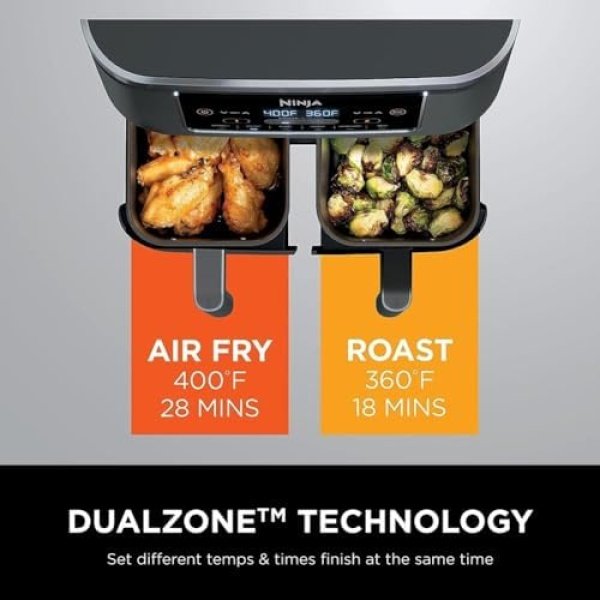 Ninja DZ201 Foodi 8 Quart 6-in-1 DualZone 2-Basket Air Fryer with 2 Independent - Image 7