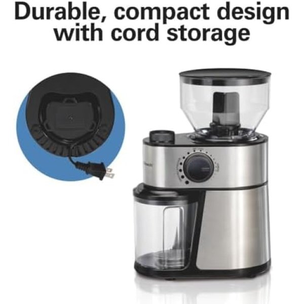 Hamilton Beach Electric Burr Coffee Grinder with Large 16oz Hopper & 18 Settings - Image 7
