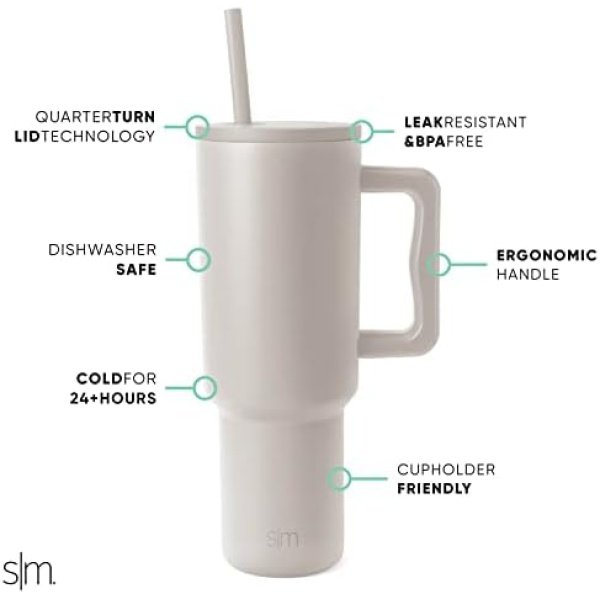 Simple Modern 40 oz Tumbler with Handle and Straw Lid | Insulated Cup Reusable - Image 2