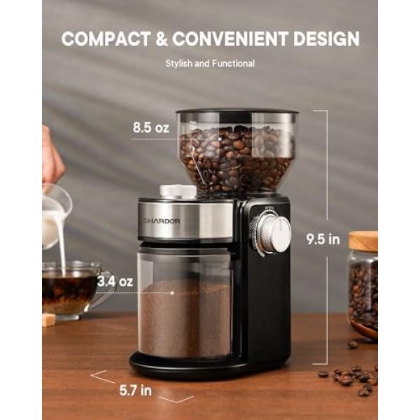 SHARDOR Electric Burr Coffee Grinder 2.0, Adjustable Burr Mill - Image 6