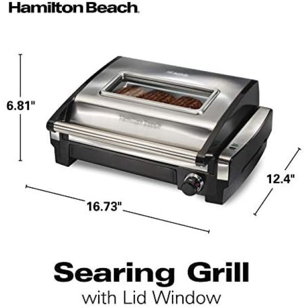 Hamilton Beach Electric Indoor Searing Grill with Viewing Window & Adjustable - Image 8