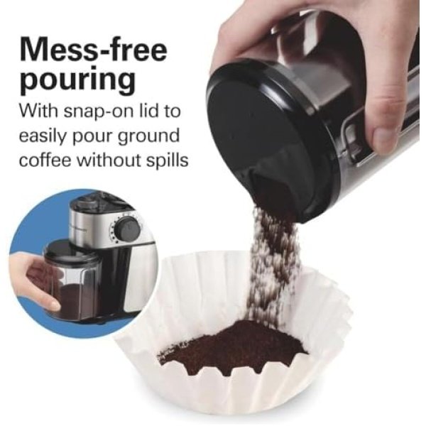Hamilton Beach Electric Burr Coffee Grinder with Large 16oz Hopper & 18 Settings - Image 4