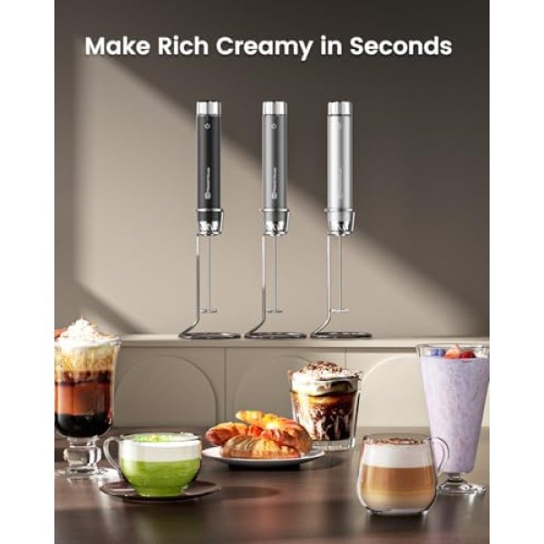 Maestri House Rechargeable Milk Frother with Stepless Speed Control, Handheld - Image 7