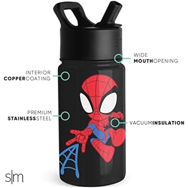 Simple Modern Spiderman Kids Water Bottle with Straw Lid | Marvel Insulated - Image 5