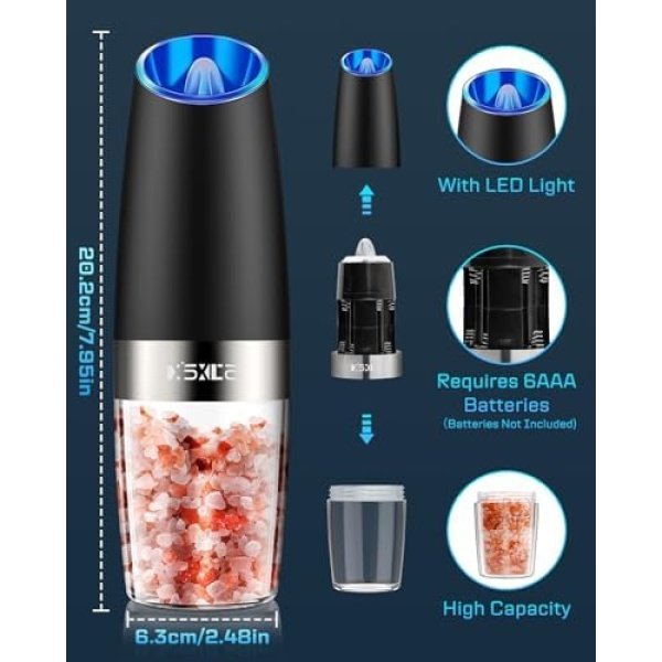 XinXu Gravity Automatic Electric Pepper and Salt Grinder, Auto Salt or Pepper - Image 8