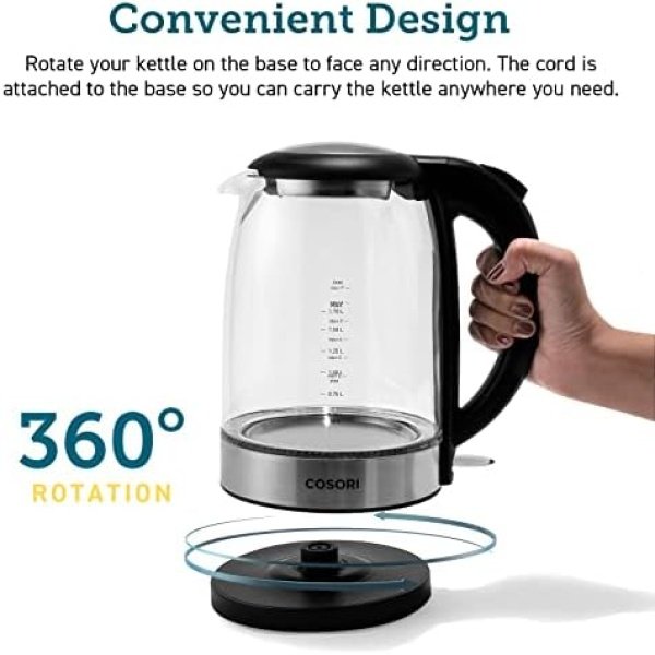 COSORI Electric Kettle, Tea Kettle Pot, 1.7L/1500W, Stainless Steel - Image 9