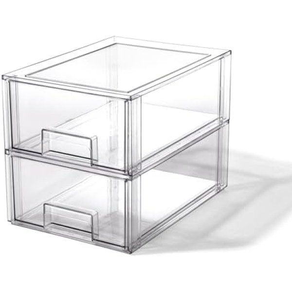 BINO | Stackable Storage Drawers, Large - 2 Pack, Clear