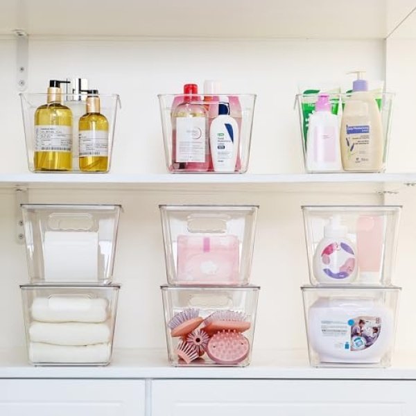 Vtopmart 6 Pack Clear Stackable Storage Bins with Lids, Large Plastic Containers - Image 5