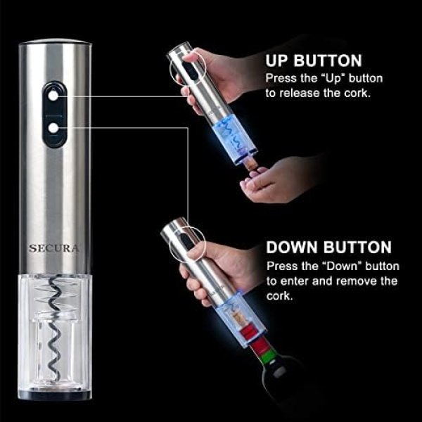 Secura Electric Wine Opener, Automatic Electric Wine Bottle Corkscrew Opener - Image 5
