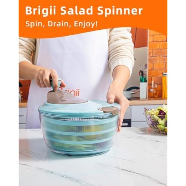 Brigii Salad Spinner, 4.24 Quart Lettuce Spinner with Double Drainage Holes - Image 2