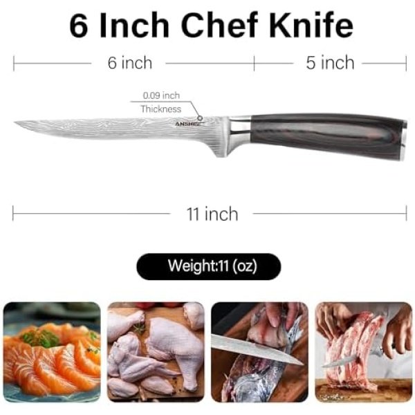 6 Inch Boning Knife Sharp Fillet Knife High Carbon Stainless Steel Deboning - Image 5