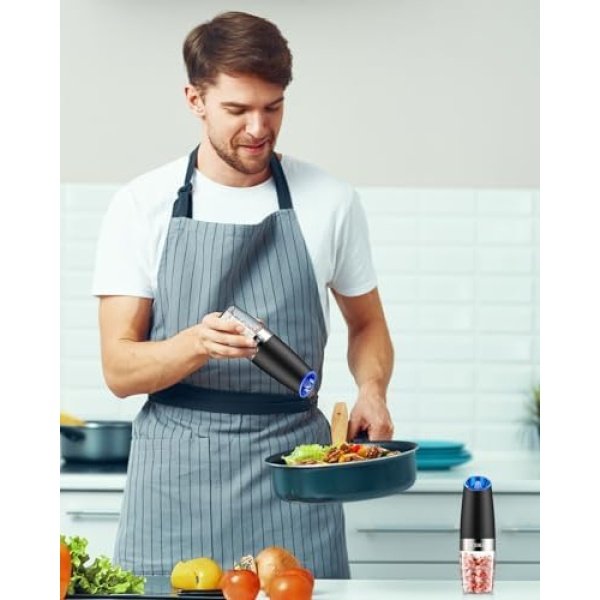 XinXu Gravity Automatic Electric Pepper and Salt Grinder, Auto Salt or Pepper - Image 7