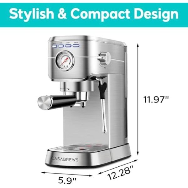 CASABREWS CM5418 Espresso Machine 20 Bar, Compact Espresso Maker - Image 7