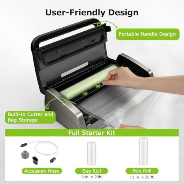 Bonsenkitchen Vacuum Sealer Machine, Globefish Technology for Perfect Vacuum - Image 7