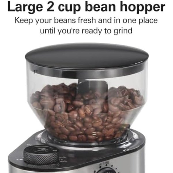 Hamilton Beach Electric Burr Coffee Grinder with Large 16oz Hopper & 18 Settings - Image 6