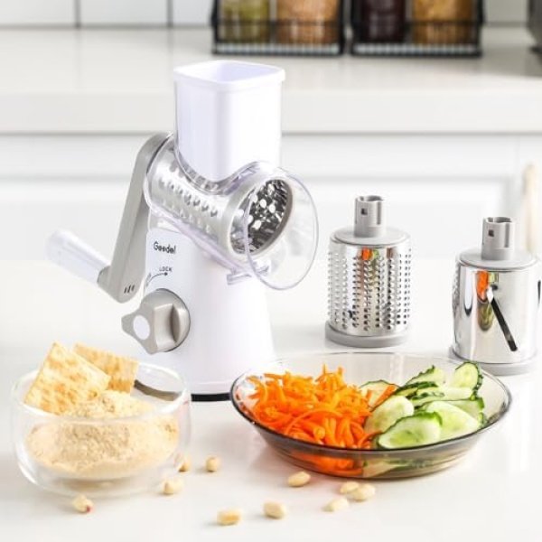Geedel Rotary Cheese Grater, Kitchen Mandoline Vegetable Slicer - Image 7