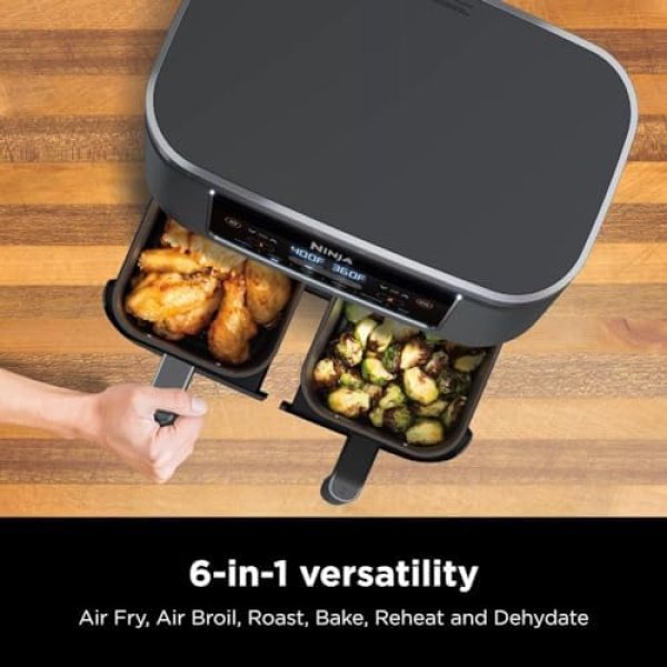 Ninja DZ201 Foodi 8 Quart 6-in-1 DualZone 2-Basket Air Fryer with 2 Independent - Image 3