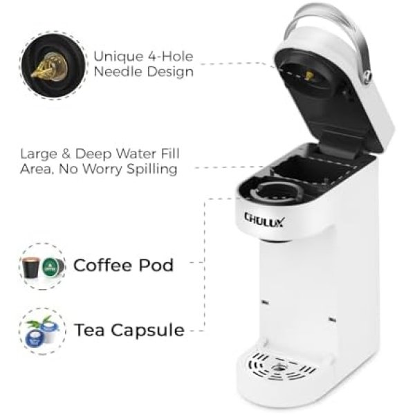 CHULUX Slim Single Serve Coffee Maker for K Cup Pods, One Cup Coffee Maker Fits - Image 6