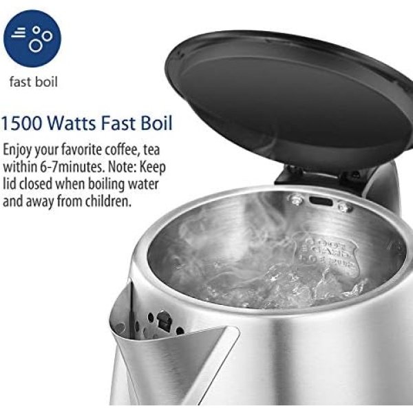 COMFEE' 1.7L Stainless Steel Electric Tea Kettle, BPA-Free Hot Water Kettle - Image 3