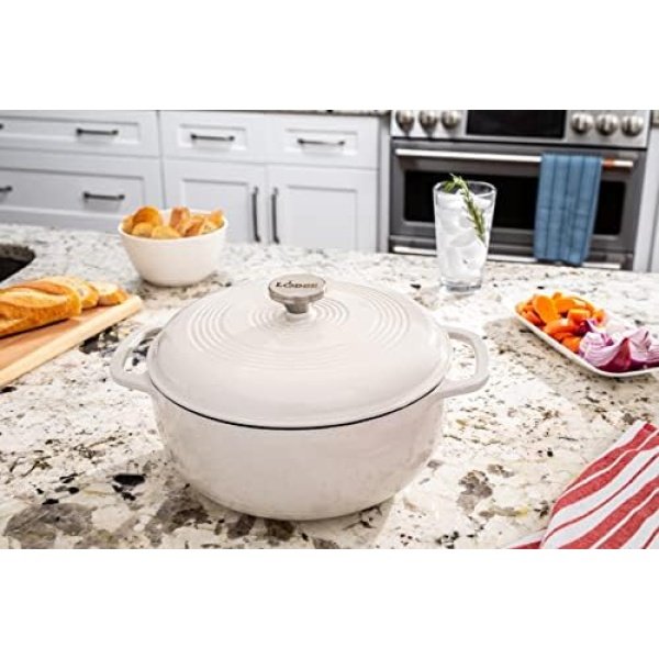 Lodge 6 Quart Enameled Cast Iron Dutch Oven with Lid – Dual Handles - Image 6