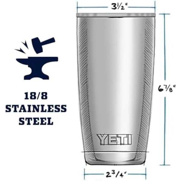 YETI Rambler 20 oz Stainless Steel Vacuum Insulated Tumbler w/MagSlider Lid - Image 6