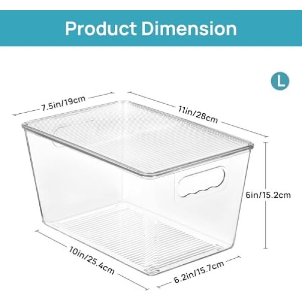 Vtopmart 6 Pack Clear Stackable Storage Bins with Lids, Large Plastic Containers - Image 2