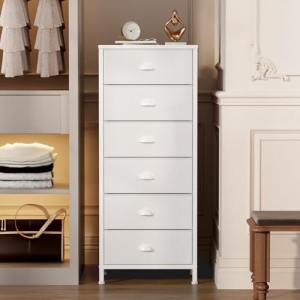 Furnulem White Tall Dresser for Bedroom,Vertical Storage Tower Unit and End - Image 2