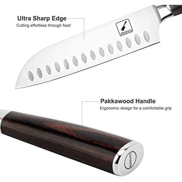 imarku Chef Knife 7 Inch Kitchen Knife Ultra Sharp Santoku Knife - Image 3