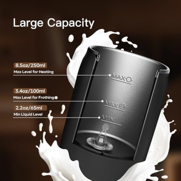 Portable 4-in-1 Milk Frother and Steamer with Foldable Handle, 8.5oz/250ml Hot & - Image 7
